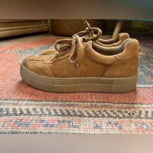 AEROSOLES Tan Suede Platform Sneakers